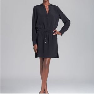 Vince Black Drawstring Silk Shirtdress 0 xs
